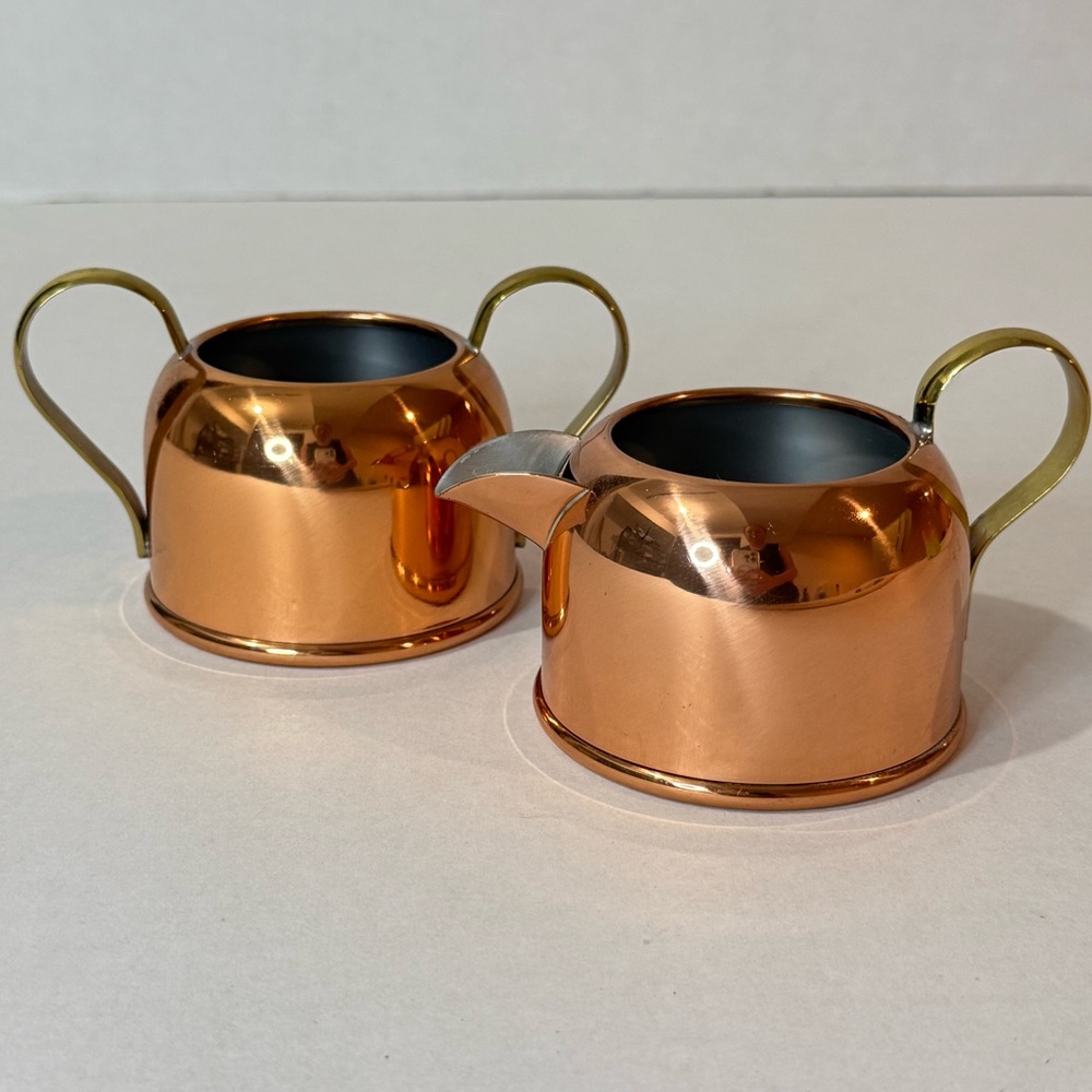 Vintage Coppercraft Guild Taunton MA Creamer & Sugar Set – Copper & Brass